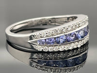 RING AUS 950/- PLATIN MIT TANSANIT & BRILLANTEN
