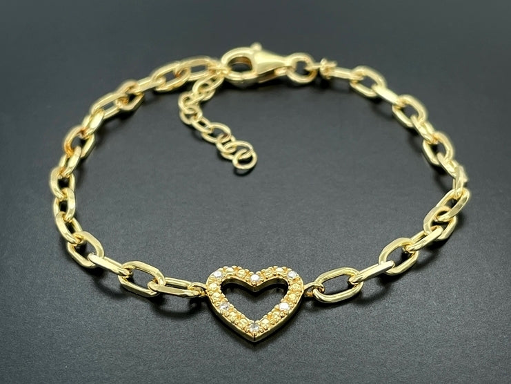 ARMBAND 925/-SILBER VERGOLDET MIT DIAMANTEN (GES.CA.0,05 ct.)