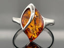RING AUS 925/- SILBER RHODINIERT MIT BERNSTEIN (CA.1,75 ct.)