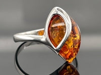 RING AUS 925/- SILBER RHODINIERT MIT BERNSTEIN (CA.1,75 ct.)