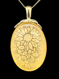 CLIP ANHÄNGER AUS 375/- GELBGOLD MIT BERGKRISTALL/BLATTGOLD-DUBL. BEH.