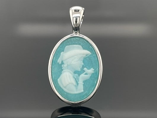 CLIP ANHÄNGER AUS 925/- SILBER RHODINIERT MIT AVENTURIN KAMEE