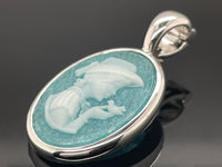 CLIP ANHÄNGER AUS 925/- SILBER RHODINIERT MIT AVENTURIN KAMEE