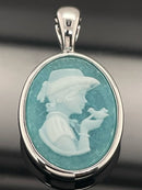 CLIP ANHÄNGER AUS 925/- SILBER RHODINIERT MIT AVENTURIN KAMEE