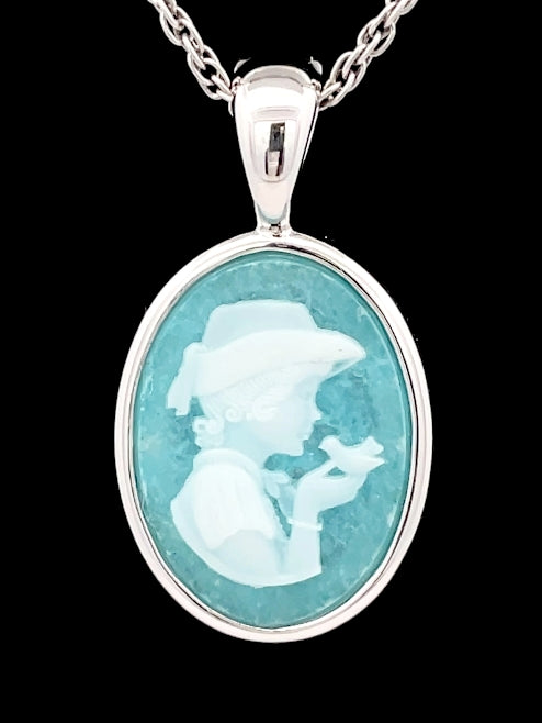 CLIP ANHÄNGER AUS 925/- SILBER RHODINIERT MIT AVENTURIN KAMEE