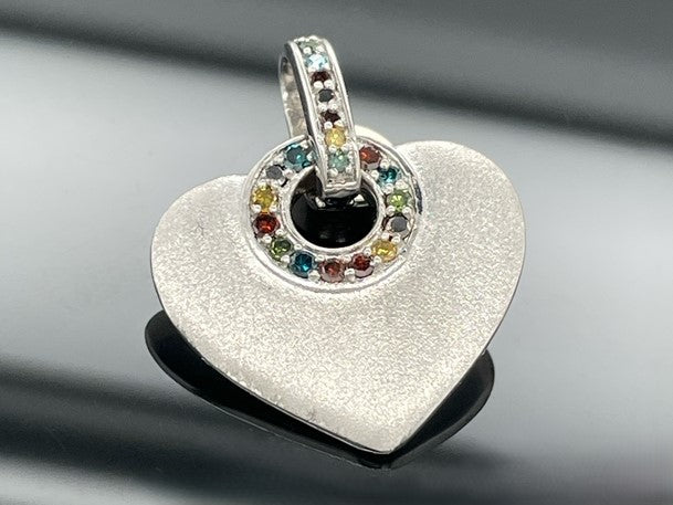 ANHÄNGER AUS 925/- SILBER RHODINIERT MIT MULTI DIAMANTEN (GES.CA.0,16 ct.)