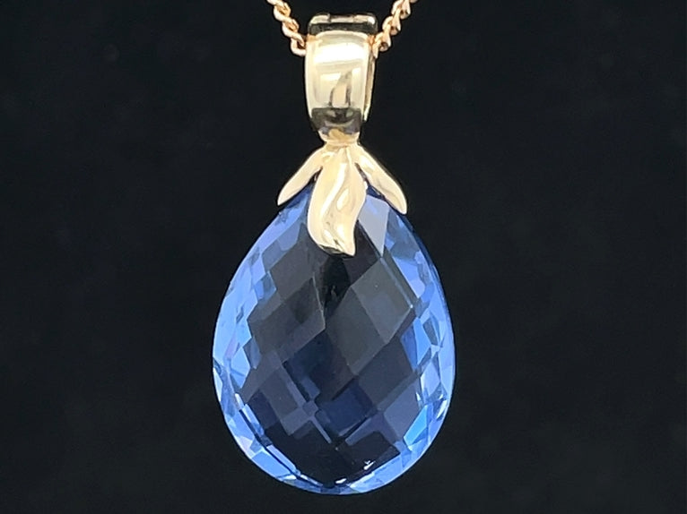 CLIP ANHÄNGER AUS 375/- GELBGOLD MIT FLUORIT ( CA. 11,0 ct.)