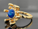 RING AUS 925/- SILBER VERGOLDET MIT KRISTALLOPAL & ZIRKON