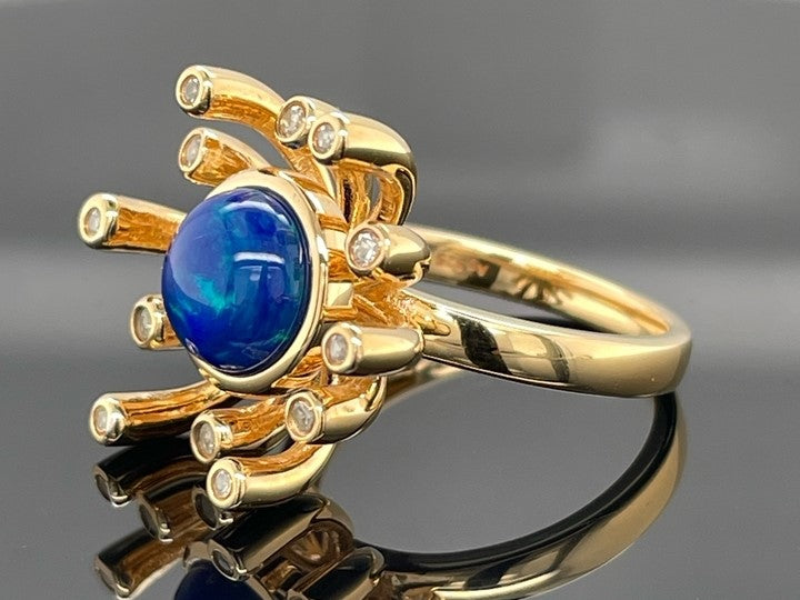 RING AUS 925/- SILBER VERGOLDET MIT KRISTALLOPAL & ZIRKON
