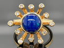 RING AUS 925/- SILBER VERGOLDET MIT KRISTALLOPAL & ZIRKON