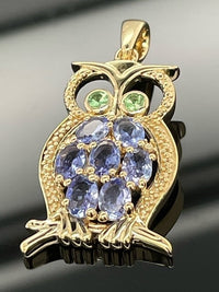 ANHÄNGER AUS 925/- SILBER VERGOLDET MIT TANSANIT & PERIDOT