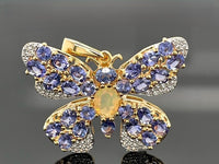 ANHÄNGER AUS 925/- SILBER VERGOLDET MIT TANSANIT, ÄTHIOP. OPAL & ZIRKON