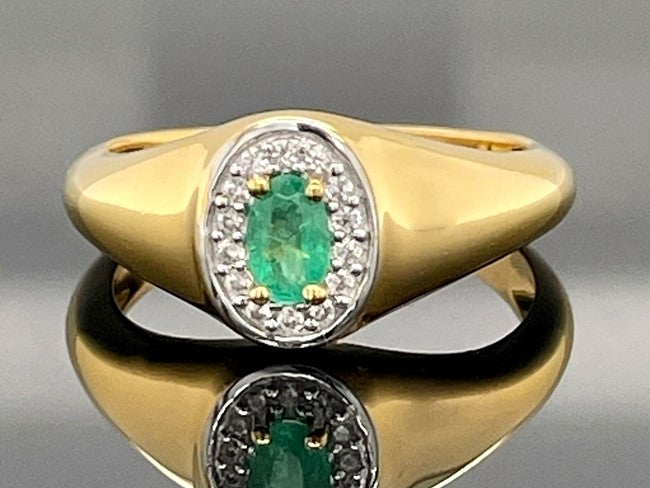 RING AUS 925/- SILBER VERGOLDET MIT SAMBIA SMARAGD & ZIRKON
