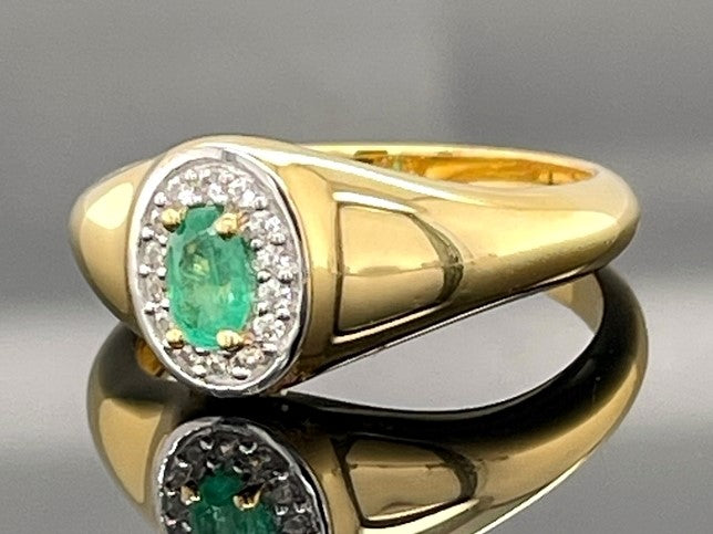 RING AUS 925/- SILBER VERGOLDET MIT SAMBIA SMARAGD & ZIRKON