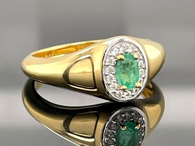 RING AUS 925/- SILBER VERGOLDET MIT SAMBIA SMARAGD & ZIRKON