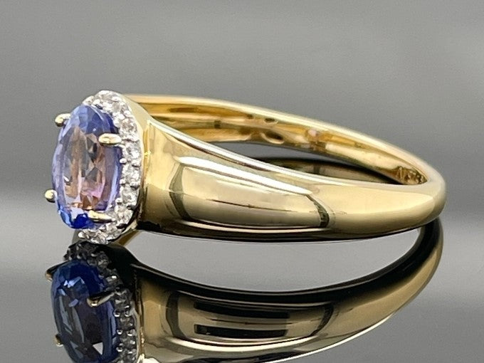 RING AUS 925/- SILBER VERGOLDET MIT TANSANIT & ZIRKON