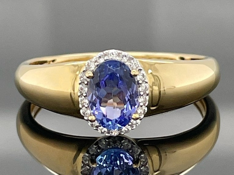 RING AUS 925/- SILBER VERGOLDET MIT TANSANIT & ZIRKON