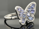 RING AUS 925/- SILBER RHODINIERT MIT TANSANIT