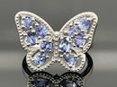 RING AUS 925/- SILBER RHODINIERT MIT TANSANIT