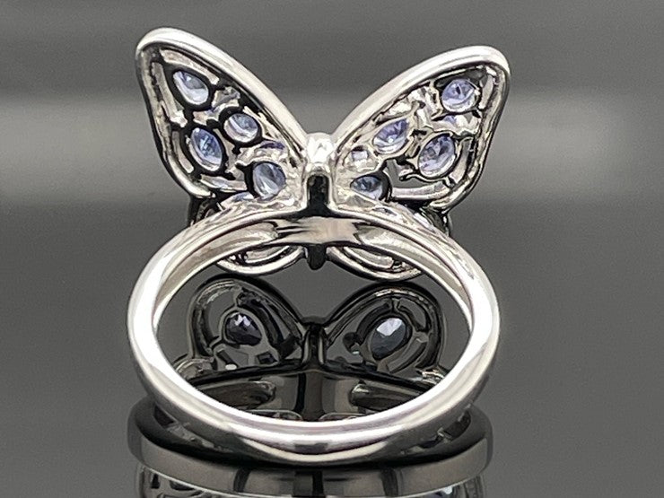 RING AUS 925/- SILBER RHODINIERT MIT TANSANIT