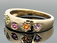 RING GR. 18 (56) AUS 375/- GELBGOLD MIT MULTI EDELSTEINE (GES. CA. 0,421 ct.)