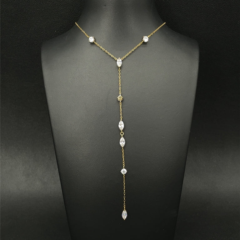 Y-COLLIER AUS 925/-SILBER GELVERGOLDET MIT ZIRKONIA