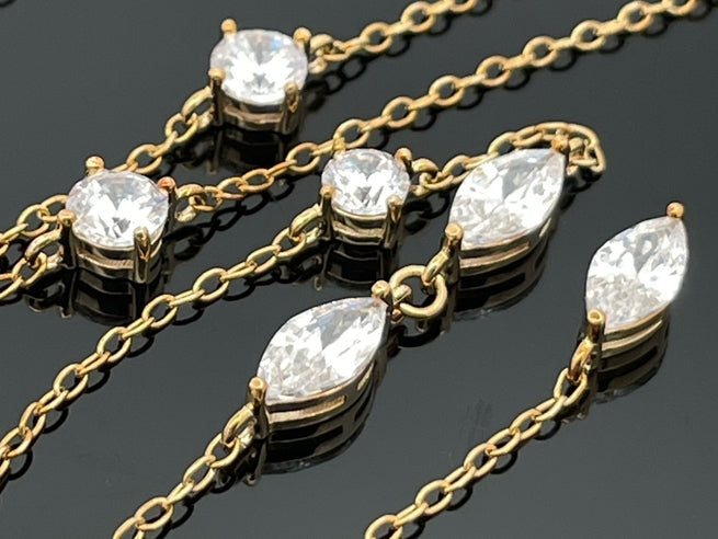 Y-COLLIER AUS 925/-SILBER GELVERGOLDET MIT ZIRKONIA