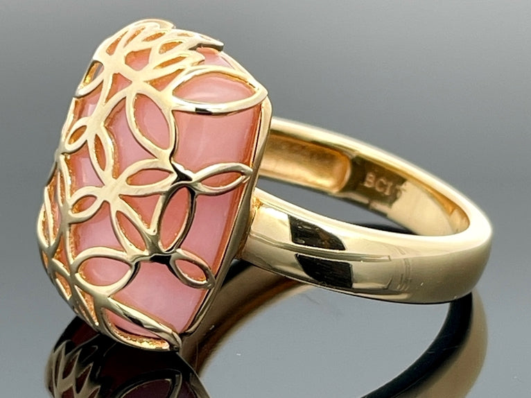 RING GR.17 (53) AUS 925/- SILBER VERGOLDET MIT PINK OPAL (ca. 8,6 ct.)