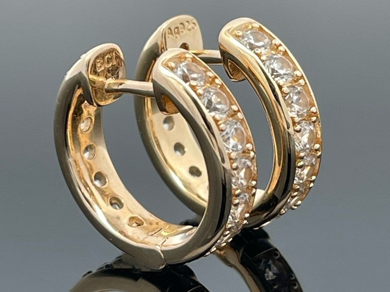 CREOLEN AUS 925/- SILBER VERGOLDET MIT ZIRKON (GES. CA. 2,80 ct.)