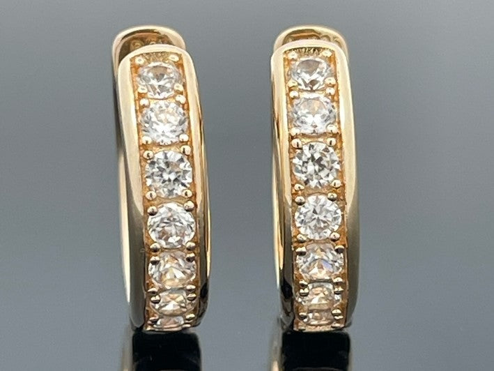 CREOLEN AUS 925/- SILBER VERGOLDET MIT ZIRKON (GES. CA. 2,80 ct.)