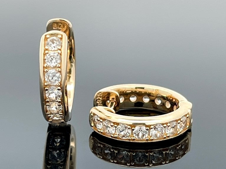 CREOLEN AUS 925/- SILBER VERGOLDET MIT ZIRKON (GES. CA. 2,80 ct.)