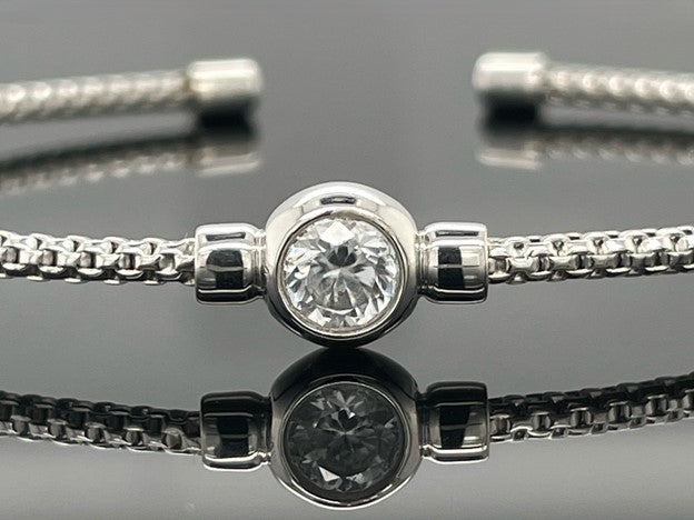 ARMREIF 925/-SILBER RHODINIERT MIT ZIRKON ( CA. 0,67 ct.)