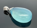 CLIP ANHÄNGER AUS 925/- SILBER RHODINIERT MIT MILKY AQUAMARIN (CA.31,0 ct.)