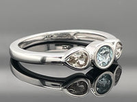 RING AUS 925/- SILBER RHOD. MIT MIT "SANTA MARIA" AQUAMARIN & ZIRKON (ges.ca. 0,59 ct.)