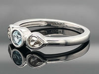 RING AUS 925/- SILBER RHOD. MIT MIT "SANTA MARIA" AQUAMARIN & ZIRKON (ges.ca. 0,59 ct.)