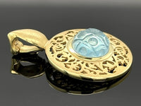 CLIP ANHÄNGER AUS 375/- GELBGOLD MIT MILKY AQUAMARIN (CA. 2,31 ct.)