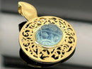 CLIP ANHÄNGER AUS 375/- GELBGOLD MIT MILKY AQUAMARIN (CA. 2,31 ct.)