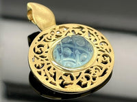 CLIP ANHÄNGER AUS 375/- GELBGOLD MIT MILKY AQUAMARIN (CA. 2,31 ct.)