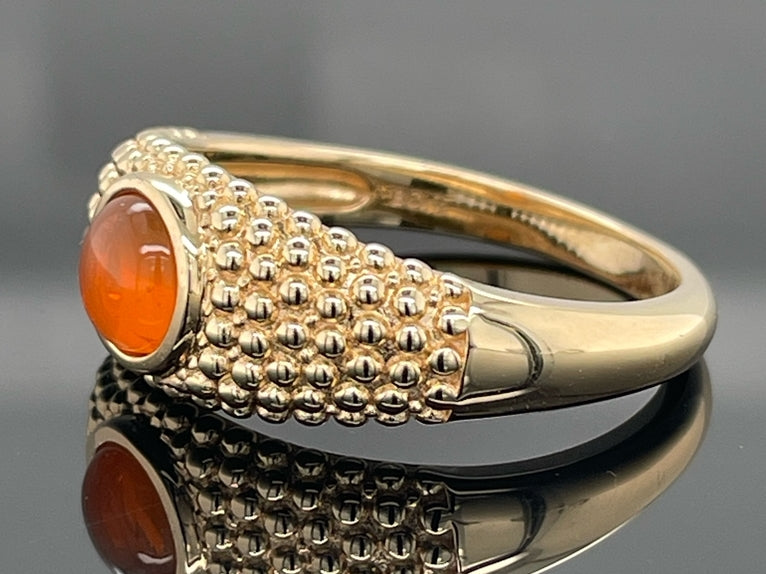 RING AUS 925/- SILBER VERGOLDET MIT FEUEROPAL ( CA. 0,60 ct.)