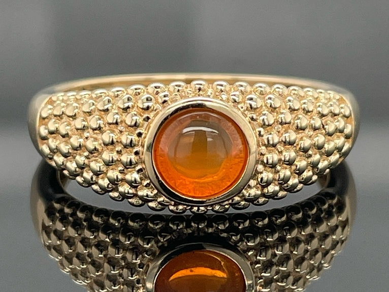 RING AUS 925/- SILBER VERGOLDET MIT FEUEROPAL ( CA. 0,60 ct.)