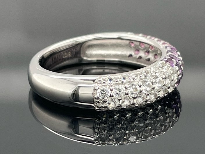 RING AUS 925/- SILBER RHODINIERT MIT AMETHYST,RHODOLITH & ZIRKON (ges. ca. 1,602ct.)