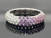 RING AUS 925/- SILBER RHODINIERT MIT AMETHYST,RHODOLITH & ZIRKON (ges. ca. 1,602ct.)