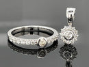 2-TLG. SET RING & ANHÄNGER AUS 925/- SILBER RHODINIERT MIT ZIRKON