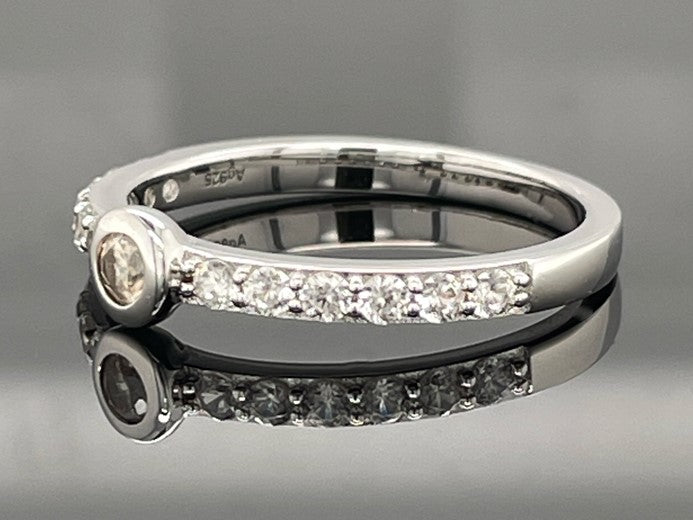 2-TLG. SET RING & ANHÄNGER AUS 925/- SILBER RHODINIERT MIT ZIRKON