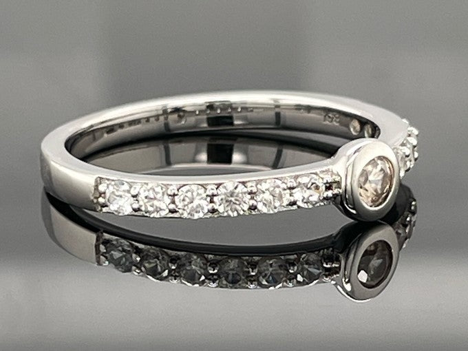 2-TLG. SET RING & ANHÄNGER AUS 925/- SILBER RHODINIERT MIT ZIRKON