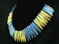 COLLIER 375/- GELBGOLD MIT PERLMUTT BEH.& HÄMATIT BEH.