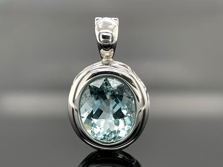 CLIP ANHÄNGER AUS 585/- WEIßGOLD MIT SANTA MARIA AQUAMARIN (CA. 3,20ct.)