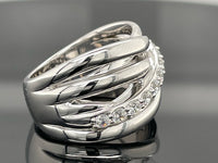 RING AUS 925/- SILBER RHODINIERT MIT ZIRKONIA