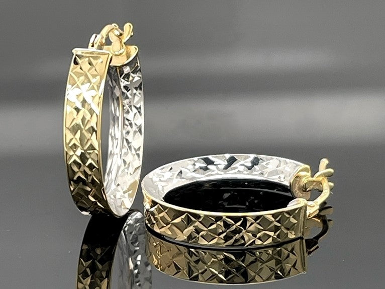 CREOLEN AUS 375/- GOLD BICOLOR, DIAMATIERT