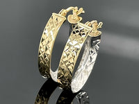 CREOLEN AUS 375/- GOLD BICOLOR, DIAMATIERT